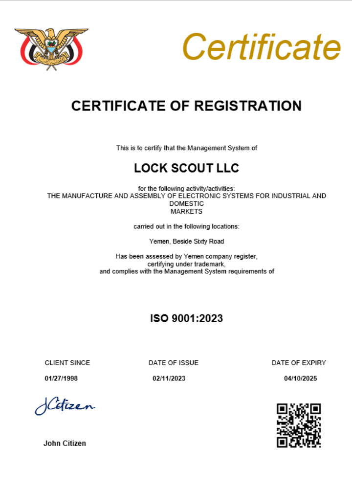 Yemen business registration certificate Word and PDF template